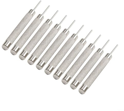 10 st järnstift stansningsset 0,7-1,0 mm för borttagning av klockarmband och armbandslänk, precisionshandverktygssats för justering och reparation av klockband, silver (1,0 mm)