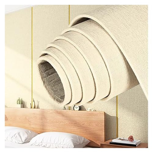 1 rouleau de papier peint autocollant en lin - Imperméable, insonorisant, isolant thermique - Papier peint souple à décoller et à coller for chambre, mur TV(A)