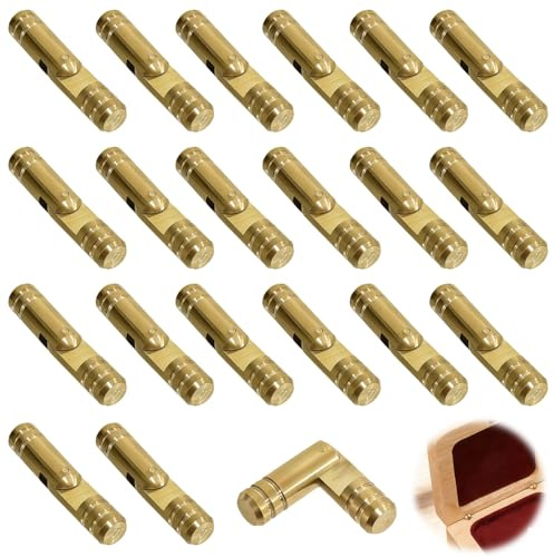 NYVOR 20PCS Mini Charnière à Barillet Invisible en Laiton, 5 * 25mm Hinges Mini Boîte à Bijoux DIY Boîte Cadeau en Bois, Petits Fermoir Dissimulés Support Pliable pour Tiroir Miniature Réparation
