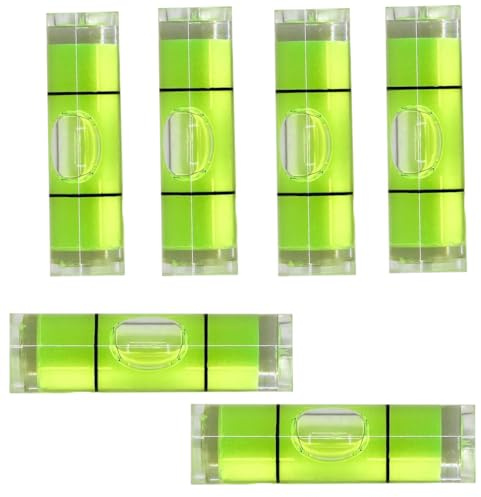 FUyanen 6 pcs Mini Bubble Spirit Level,Green Universal Precision Bubble Level Vials Spirit Level Picture Hanging Levels Mark Measuring Instruments Layout Tools(0.8x3.5cm)