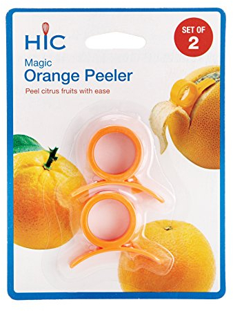 HIC Kitchen Magic Orange Peelers with Safety Blade, BPA-Free Plastic, Set of 2