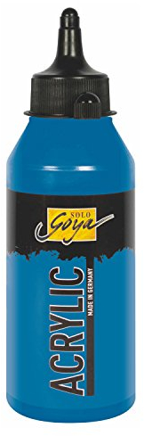 KREUL 84213 - Solo Goya Acrylic coelinblau, 250 ml Flasche, cremige vielseitig einsetzbare Acrylfarbe in Studienqualität, auf Wasserbasis, schnell und matt trocknend, gut deckend, wasserfest