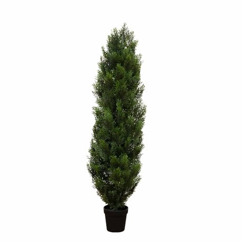 Nearly Natural 4ft Faux Cedar Tree with Nursery Planter - UV Resistant Artificial Pine with 1,000 Lifelike Tips for Outdoor Front Porch, Patio, and Entryway