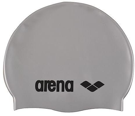 ARENA Unisex – Erwachsene Kinder Badekappe Classic Silicone Jr Silber Schwimmkappe, Silver-Black, Einheitsgröße EU