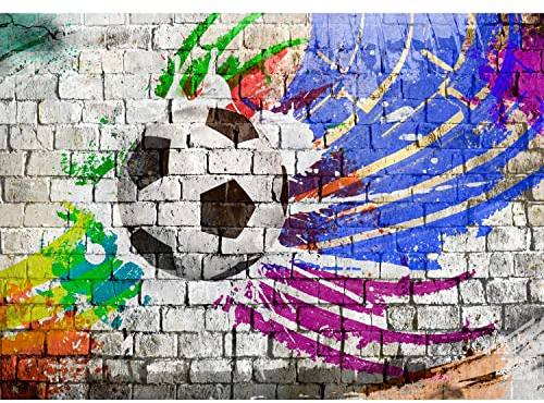 Runa Art Fototapete Fussball Steinwand 352 x 250 cm Vlies Tapeten XXL Moderne Wandtapete Wohnzimmer Schlafzimmer Bunt 9021011b