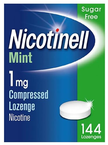 Nicotinell Mint Lozenge 1mg (144 Lozenges), Stop Smoking Aid, Sugar Free Nicotine Lozenges, Fresh Mint Flavour, 1mg Regular Strength for Light Smokers, Quit Smoking Aid