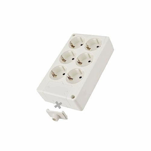 Solera 8106 - Bipolär bas med 6 uttag, med T/T sida 16A 250V. LH-material, vit.