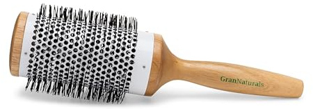 Ceramic Barrel Hair Brush for Women - Large 3.0 Inch Round Brush for Thermal & Ionic Styling - Natural Wooden with Nylon Bristles