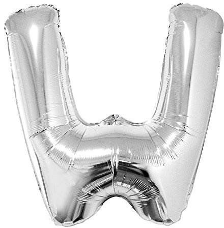 XXL Buchstaben Folienballon 100 cm - Silber Buchstabe W