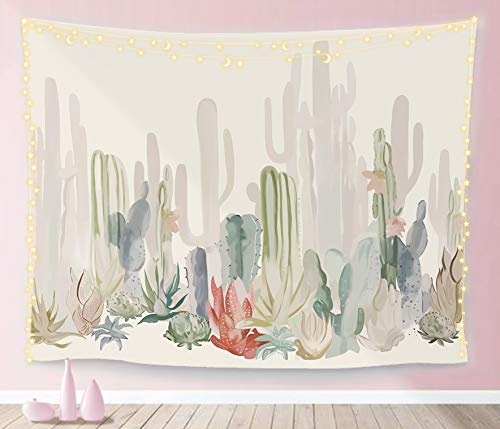 Manicer Kaktus-Wandteppich, bunte Pflanze, Kräuter, Botanischer Wandteppich, Wandbehang, Naturlandschaft, Kunstdruck, Wandbild für Schlafzimmer, Wohnzimmer, Wohnheim, Heimdekoration, 150 x 130 cm