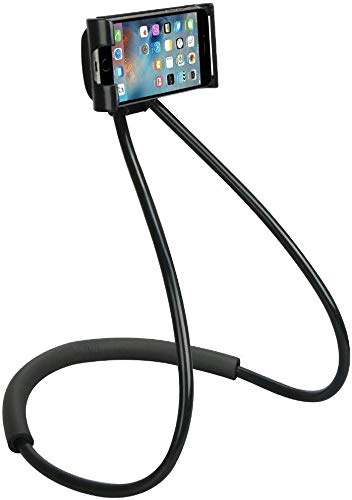 EightSpace Universal Cell Phone Stand Holder, Neck Phone Holder for Bed Mobile Phone Stand Flexible Stand Multiple Function Lazy Bracket DIY Free Rotating (Black)