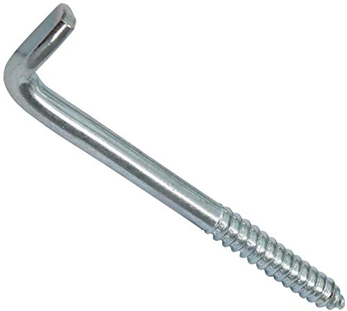 Aerzetix - C44751 - Set di 10 - Vite filettata per legno - gancio a forma di L - punta da avvitare - Ø8x100mm - acciaio zincato - metallo - fai da te - ristrutturazione