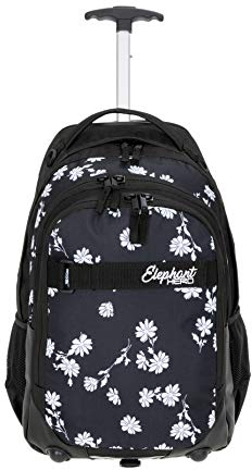 Elephant Trolley Mädchen Schultrolley Hero Signature Schulranzen Schultasche Trolly Rucksack 12800 Auswahl (Black Flower (Schwarz/Blume))