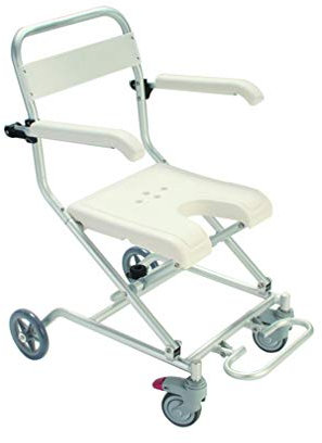 YiHYSj Duschstuhl mit Rückenlehne Klappbarer Duschsitz Beweglich Duschstuhl mit Rollen U-Form Sitz Höhe 89cm Breite 53cm Länge 76cm Badehilfen Behinderte Senioren Schwangere Aluminiumlegierung