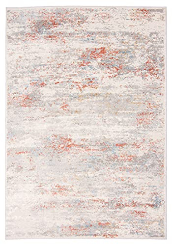 Carpeto Teppich Wohnzimmer 120x170cm Creme Orange Abstrakt Weich Kurzflor | Teppich für Schlafzimmer Esszimmer Büro Beige Pflegeleicht Fußbodenheizungsgeeignet Reinigungsmittelbeständig Synthetisch