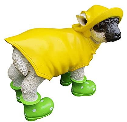 Aspinaworld Schaf Gartenfigur 47 cm stehend – Bauernhof Tierfigur mit Mantel für Garten und Terrasse