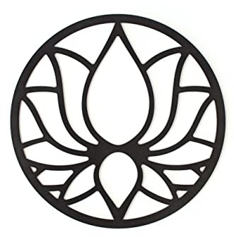 CONTRAXT Lotusblume deko wanddeko holz. Lotusblüte deko wanddeko deko lotus flower bild deko wand holz Vintage Garten deko Meditation zubehör 3d Mandala wandbild Nicht-Metall (Lotusblume, Schwarz)