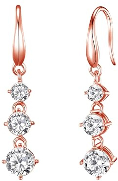 Philip Jones Rose Gold Plated Graduated Drop Earrings Created with Zircondia® Crystals