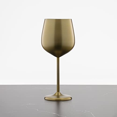 Cambridge Silversmiths 4 Piece Set of 18 oz Brushed Gold All Purpose Single Wall Wine Glasses