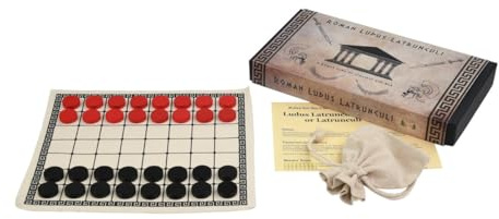 Roman Ludus Latrunculi (Cloth Board Game in Box) | Cloth Board And Wooden Pieces - 2 player Historical Board Game