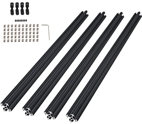 CNCYEAH 4 Stück 400mm Aluminiumprofil Extrusions Linearschiene Europäische Norm 20X20 T Typ Aluminium profil+4pcs L-Winkelsteckverbinder+50pcs T-Mutter+1pcs Schraubenschlüssel für 3D-Drucker CNC