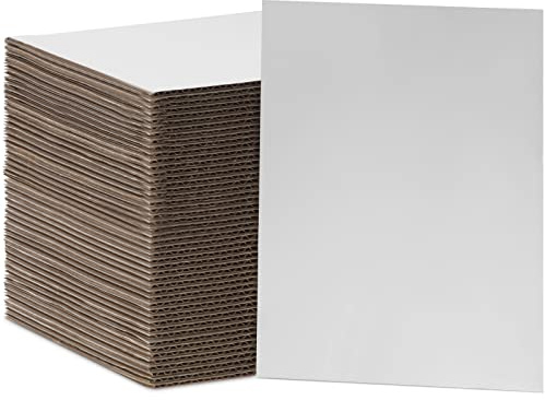 Henoyso 100 Pcs 5x7 Inch White Corrugated Cardboard Sheets - 2 mm Flat Cardboard Pads for DIY Crafts, Shipping, Mailing, Packaging, Picture Frames, Posters