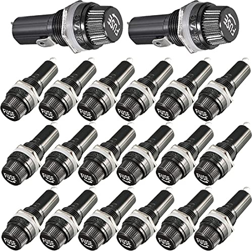 GUUZI AC 125V/15A 250V/10A Skruvlock Panelmonterad Säkringshållare Svart med 6 × 30mm Glassäkringshållare (20 set)