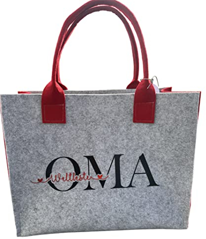 Filztasche „Weltbeste Oma“ | Handgemachter Shopper aus Filz | Geschenkidee für Oma | Muttertag & Geburtstag | 40×32×15 cm | Farbe frei wählbar | Nähmadl Olivia