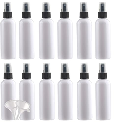 YANCAER 24 Stück 100ml Leer Weiß Kunststoff Sprühflasche mit Schwarz Sprühkopf, Tragbare Sprühflasche Reise Klein, Zerstäuber Nebel Parfümzerstäuber Sprayflasche für Wasser Kosmetik