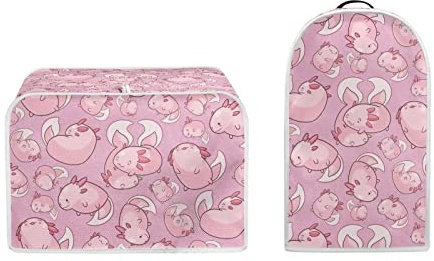 Poceacles Pink Axolotl Pattern Toaster Cover for 2 Slice Blender Cover Small Appliance Covers Set Kitchen Decor for Women Toaster Universal Blender Dust Cover, S
