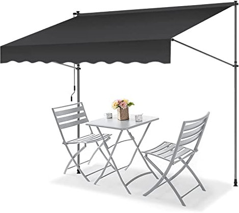 REALN Tenda da Sole a Bracci Estensibili per Porte e Finestre, Nessuna Perforazione, Tenda da Sole per Esterno Balcone, Veranda Tettoia per Giardino Esterno (Color : Gray, Size : 3m/118in)
