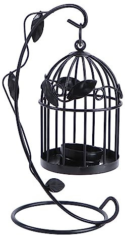 DOITOOL Schwarz Vogelkäfig Kerzenhalter Für Tischdekoration Wohnzimmer Schlafzimmer Büro Ornament Mit Stabkerzenhalterfunktion