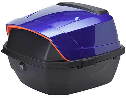 Motorrad-Heckbox, Motorrad-Topcase, Kofferraum-Heckbox, Helm-Gepäckaufbewahrungskoffer, abschließbar, langlebig, für Motorrad, Moped, Roller/Weiß/34 x 37 x 29 cm/Blau -2/34 x 37 x 29 cm Decoration