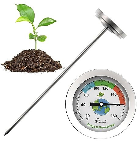 Teksome Thermomètre à Compost | Thermomètre 7 Pouces - Thermomètre température extérieure, thermomètre Sol Facile à Lire pour la Plantation, thermomètre Sol Jardin