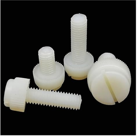 10 Stück M3 M4 M5 M6 M8 weiß Nylon Kunststoff isoliert Rändel Schlitz Kopf einstellen werkzeuglose Rändelschraube handfest Rändelschraube anziehen(30mm,M4)