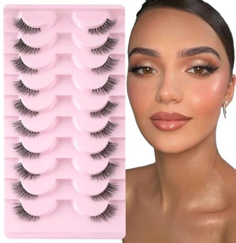 Sixstarhair Halbe Natürliche Falsche Wimpern Klare Band 10 Paar Lashes Cateye Wispy Künstliche Wimpern 3d Cat Eye Half Lashes