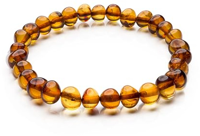 Baltic Proud Natural Baltic Amber Bracelet for Adults (Women/Men - Unisex) Cognac Polished color - Hand made From Raw-Unpolished/Certified Baltic Amber Beads