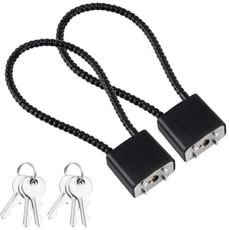 Lot de 2 Cadenas en Corde d'acier, Cadenas à Câble avec Clés, Verrous Antivol pour Vélos, Casiers, Boîtes à Outils