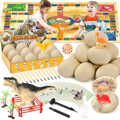 Subtail Dinosaurs Egg Dig Kit - Dinosaur Toy | Dino Egg Excavation Kits for Kids with Special Flying Chess Mat | Scene Tree - Science Kits for 4-12 Year Old Boy Girl
