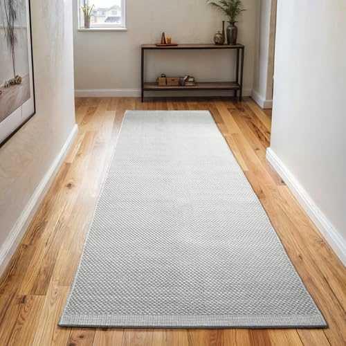 MY-RUG Wollteppich Läufer 250 x 80 cm aus Schurwolle - Boho Flurteppich | Handgewebter Naturteppich aus 100% Schurwolle - Wendeteppich & Bettvorleger für Schlafzimmer - OEKO-TEX 100 zertifiziert