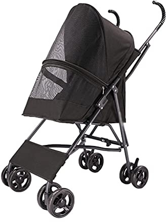 Hundekinderwagen, Buggys für kleine Hunde, Haustierbuggys für kleine Hunde, Schirmstruktur, leichter Haustierbuggy für Katzen, Welpen- und Kätzchentrage, atmungsaktiv (grün) (schwarz)