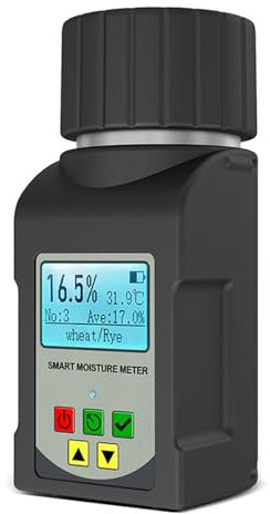HMWOKPOT Misuratore di umidità Portatile per Cereali in Mini Tazze, Misuratore di umidità per Cereali con Display LCD Retroilluminato Misura 25 Diversi Tipi di Cereali