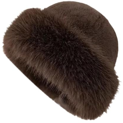 rockible Thick Cossack Hat Warm Russian Hat for Women Ladies Winter Hats Soft Snow Ski Cap Fashion Ladies Cap Winter Faux Fur Hats for Ski Snowboard Hiking Outdoor,Brown