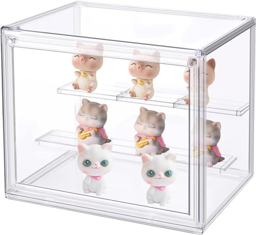 Acryl Vitrine mit Magnettür, Transparenter Schaukasten für Sammelfiguren, Action Figuren und Miniaturen, Staubgeschützte Ausstellungsvitrine, Display Box 27x18x22 cm