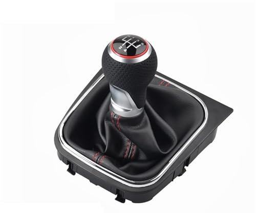 Zündspule Auto Für VW Für Golf 5/6 MK5/6 Für Scirocco 2009 Auto Schaltknauf Hebel Stift 5 6 Geschwindigkeit Boot Abdeckung Gaitor Blockzündspule(Red 5 Speed)