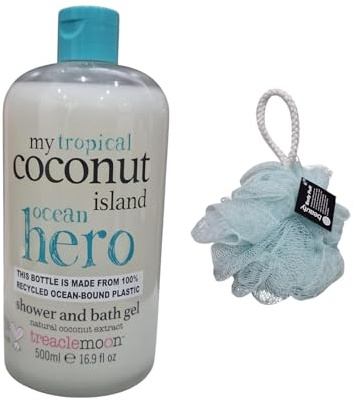 My Tropical Coconut Island Occean Hero Shower And Bath Gel 500Ml With Free Beauty Body Puff(Any Colour)