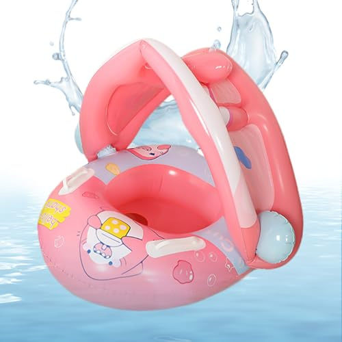 Piscine pour bébé avec Toit Pare-Soleil | Bouée avec Toit Pare-Soleil pour bébés et Tout-Petits | Protection Solaire pour avec siège pour 6 à 36 Mois et Filles été
