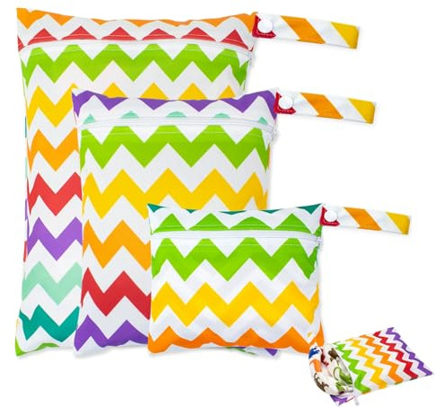 YDAKGUEY 3 sacchetti per bagnati, impermeabili, riutilizzabili, per pannolini bagnati, per costumi da bagno, riutilizzabili, lavabili, per articoli per bambini, vestiti bagnati, nuoto, palestra