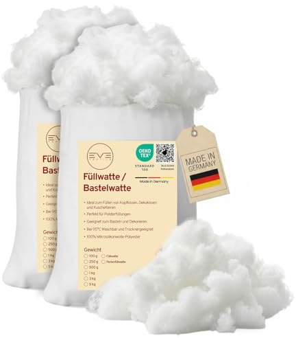 EVE Textile® Ovatta per Imbottitura Cuscini, Materiale Morbido e Igienico per Farcitura, Riempimento Peluche, Stoffe, Giocattoli - Certificato Öko-Tex 100 (Ovatta, 4 kg)