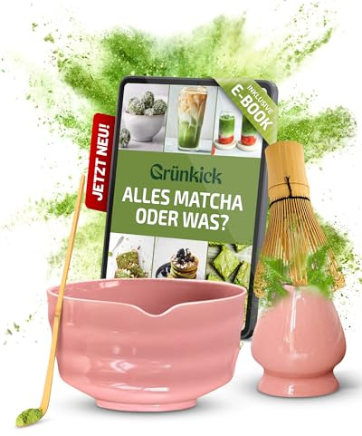 Matcha Set Rosa – Premium Matcha Tee Set mit Matcha Schale, Bambus Matcha Besen & Matcha Zubehör - Japanisches Matcha Set für Teezeremonie & Matcha-Latte (Rosa)